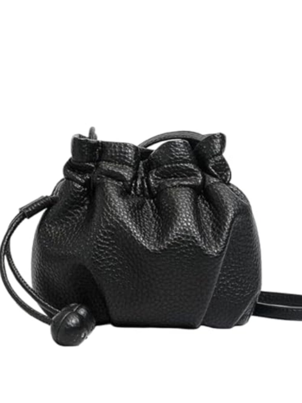 Vegan Leather Bucket Bag Small Drawstring Crossbody Shoulder Purse Soft Slouchy